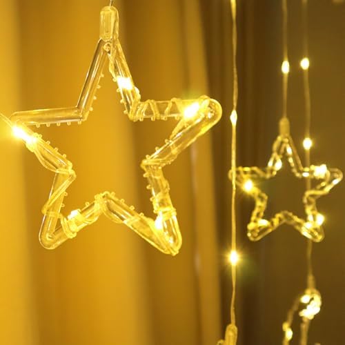 FUCHSUN 15.7 FT Star Moon Curtain String Lights