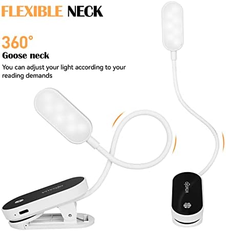 VAVOFO Rechargeable Book Light, 14 LEDs, White-Black