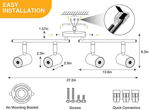 VANoopee 5-Color 4-Light LED Track Lighting Fixture