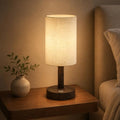 Small Rechargeable Cordless Table Lamp, Dark Walnut