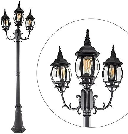 LUTEC LED Triple-Head Outdoor Post Light, Black