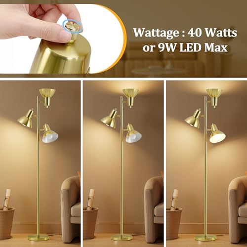 3-Light 67" Metal Tree Floor Lamp