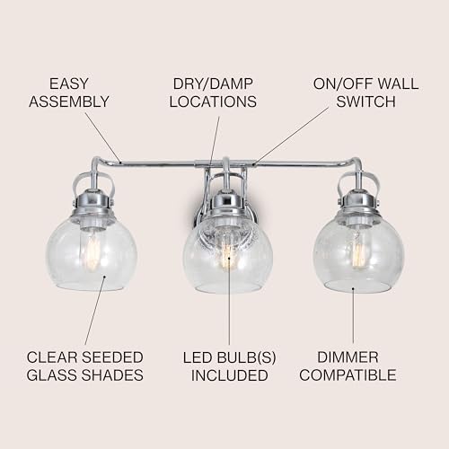 JONATHAN Y Shirley 3-Light Vanity Light 24", Chrome