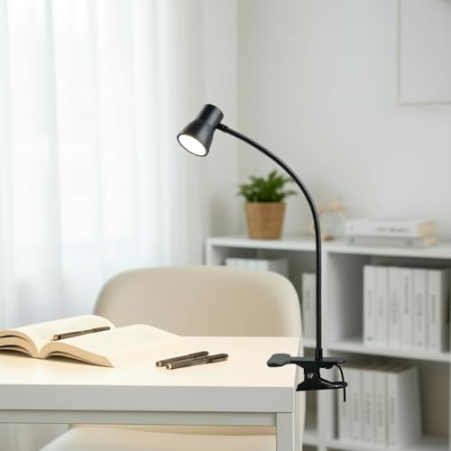 Clip-On Desk Lamp, 3 Color Modes, Black-Small