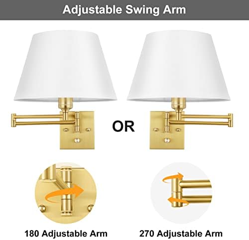 TRLIFE Dimmable Brushed Brass Wall Sconces, Set of 2
