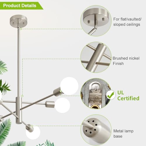 Brushed Nickel 6-Light Modern Chandelier