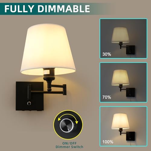 Black Plug-in Swing Arm Wall Sconce