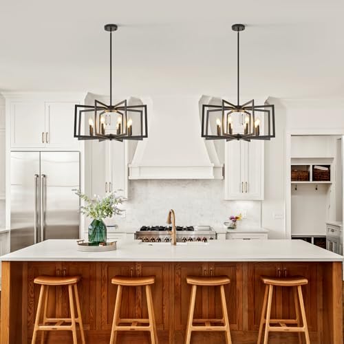 Klgxnrd 8-Light Black Geometric Farmhouse Chandelier