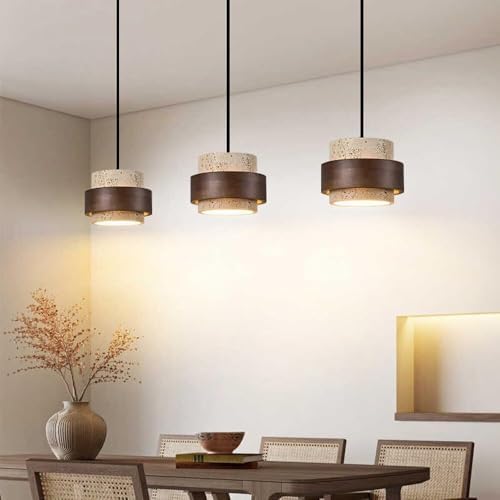 Yellow Travertine Pendant Light, Natural