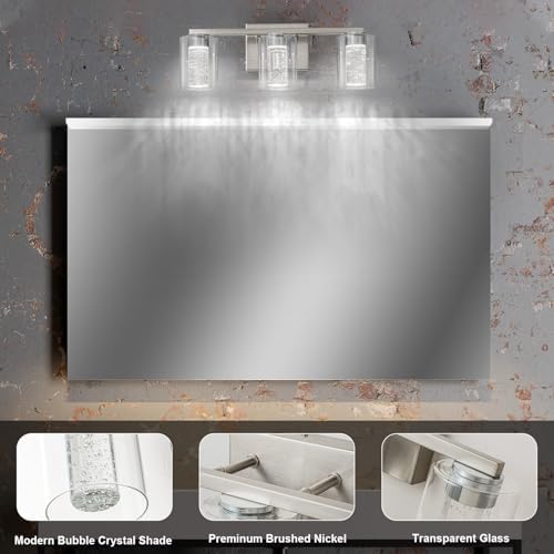 SineRise 3-Light Brushed Nickel LED Bathroom Vanity Light