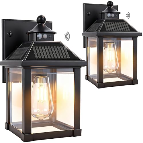 Solar Wall Lights, Motion Sensor, 2 Pack