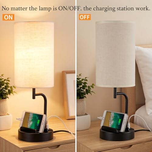 Dreamholder Touch Control Table Lamp with USB C/A & AC Outlet