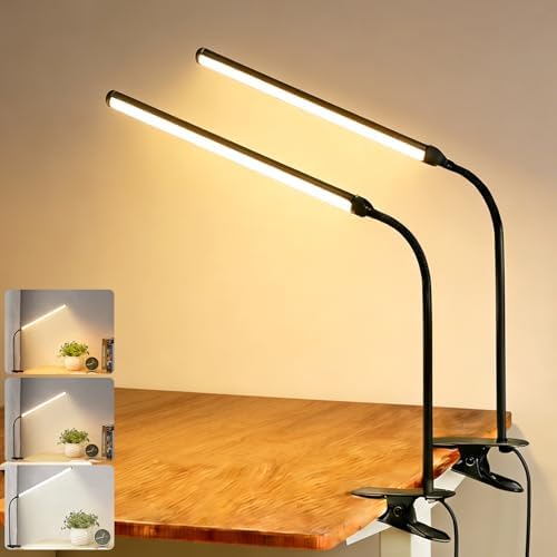 2 Pack Clip-On LED Desk Lamps, USB Powered