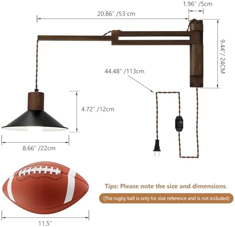maesta Plug-in Wood Swing Arm Wall Sconce