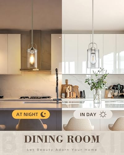 Beionxii Brushed Nickel Pendant Lights, 2 Pack