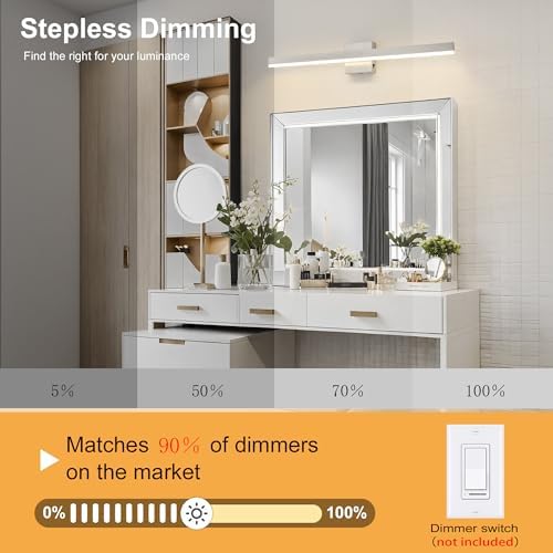 Nickel Bathroom Vanity Light Fixture 31.5'' 26W Dimmable 5CCT LED