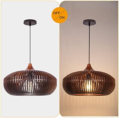 Arturesthome Farmhouse Round Wood Pendant Light