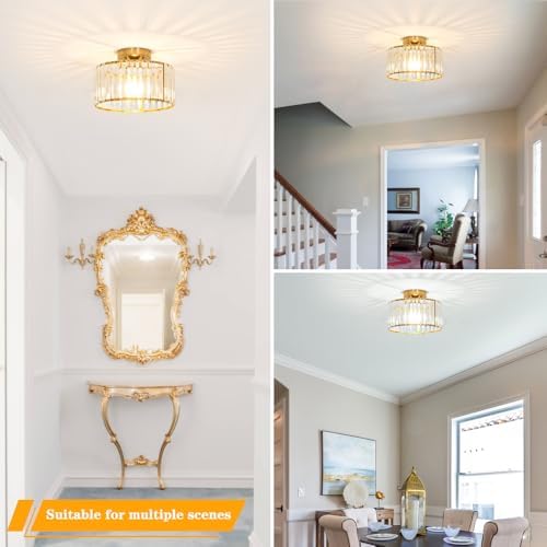 Crystal 1-Light Semi Flush Mount Ceiling Light, 11 Inch