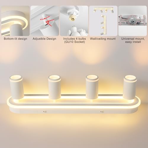 4-Light LED Track Lighting Spotlight Kit, White