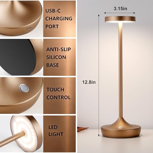 2 Pack Rechargeable Cordless LED Table Lamps, 6000mAh