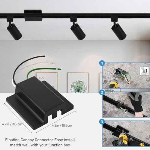 6-Light LED Track Lighting Kit, 6.6FT H Rails, Black