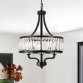 15.75" Modern Black Crystal Chandelier, 3-Light