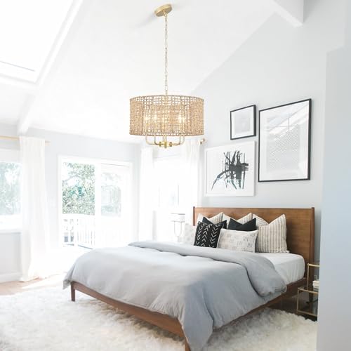 18.8'' 5-Light Farmhouse Rattan Chandelier