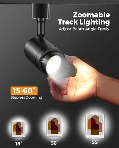 Zoomable 8-Light 12W LED Track Lighting Kit, Black