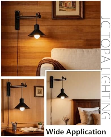 Plug-in Swing Arm Wall Sconce with Dimmable Switch