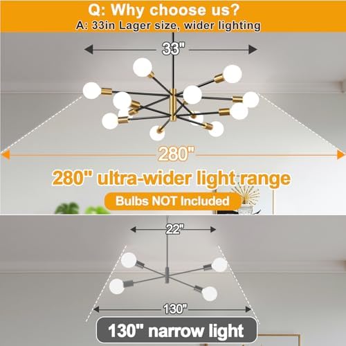 11"-52" 12-Light Sputnik Chandelier