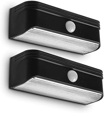 Home Zone Security Solar Step Lights, 2-Pack, Black