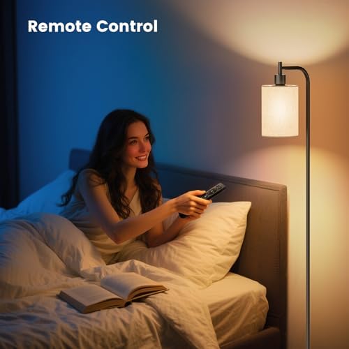 SIBRILLE Dimmable Floor Lamp, Linen Shade, Remote Control