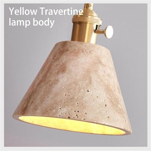 Modern Nordic Travertine Pendant Light, Brass Finish