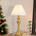Cordless Rechargeable Table Lamp, Fabric Shade, Brass