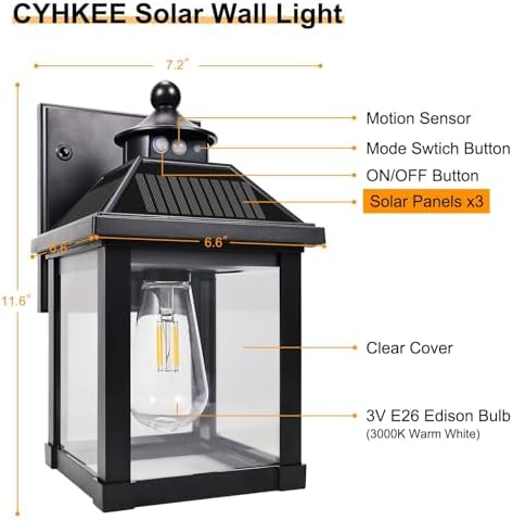 Solar Wall Lights, Motion Sensor, 2 Pack