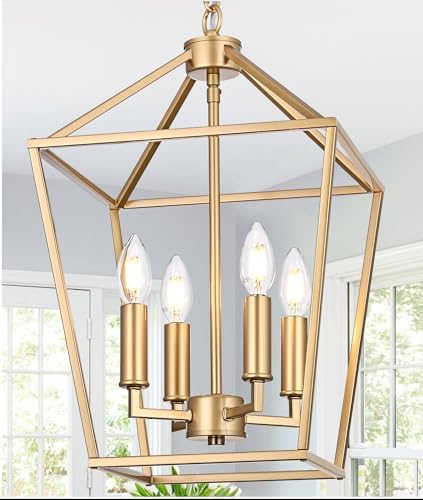 MELUCEE 4-Light Gold Farmhouse Chandelier