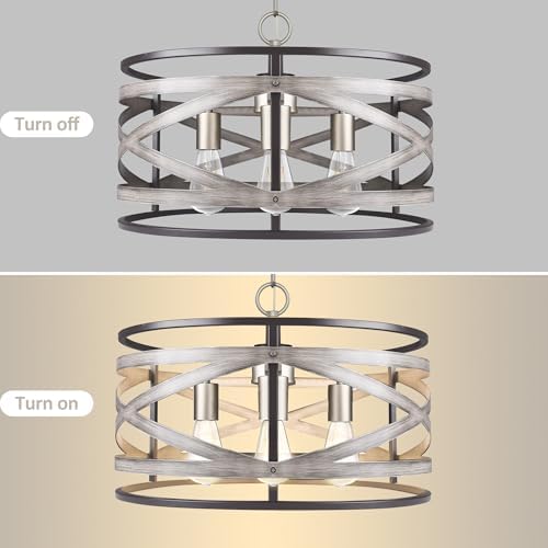 18.7" 3-Light Farmhouse Drum Pendant Light