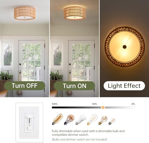 12.6" Rattan Ceiling Light