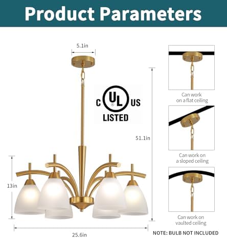 Q&S Antique Brass Gold 6-Light Chandelier