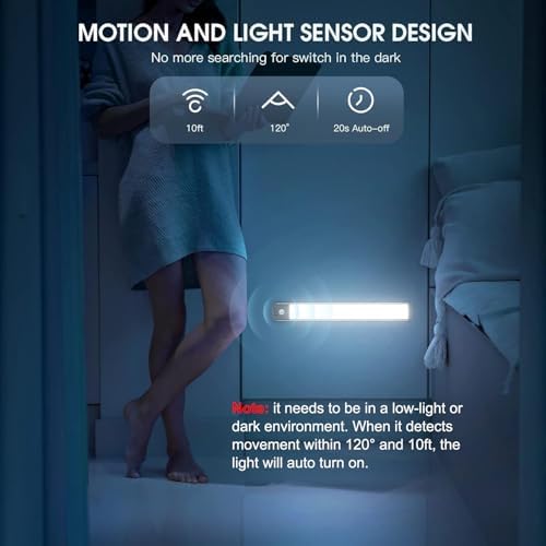 10 Inch Rechargeable Motion Sensor Lights, 2 Pack