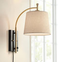 Chester Antique Brass and Black Swing Arm Wall Lamp