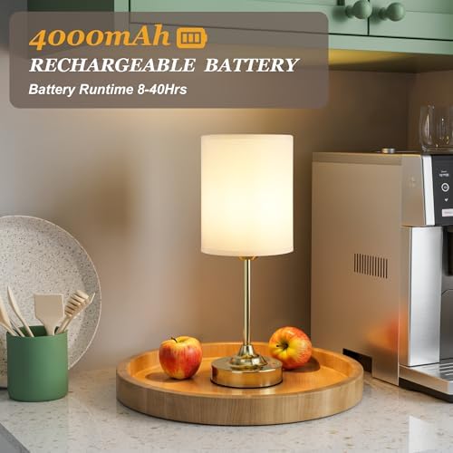 Rechargeable Table Lamp, Brass, 1 Pack