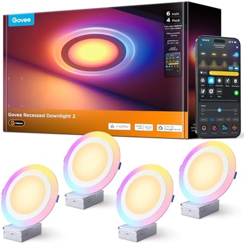Govee Smart 6 Inch Recessed Lighting, 4 Pack