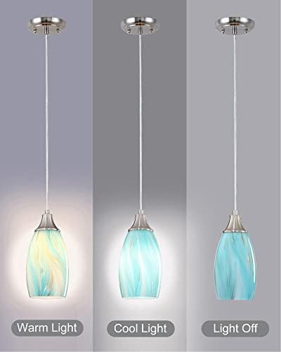 karyfine Mini Teal Glass Pendant Light