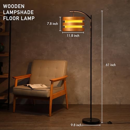 O’Bright Strata Wooden Floor Lamp, Black Light Oak