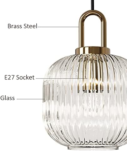 Industrial Vintage Ribbed Glass Pendant Light, Bronze Finish