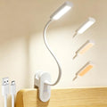 Clip-On Desk Lamp with Clamp for Bed, White