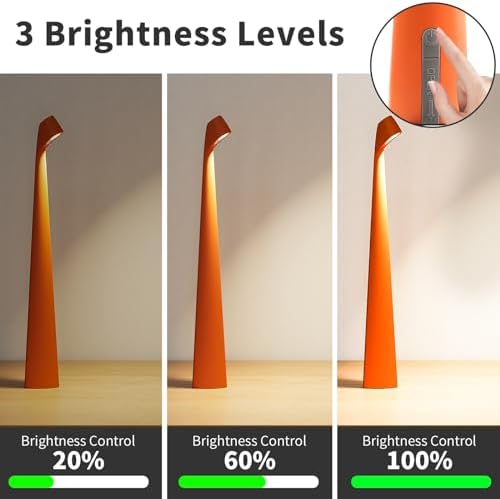 HAPYGI Cordless Rechargeable Metal Table Lamp, 3-Level Brightness
