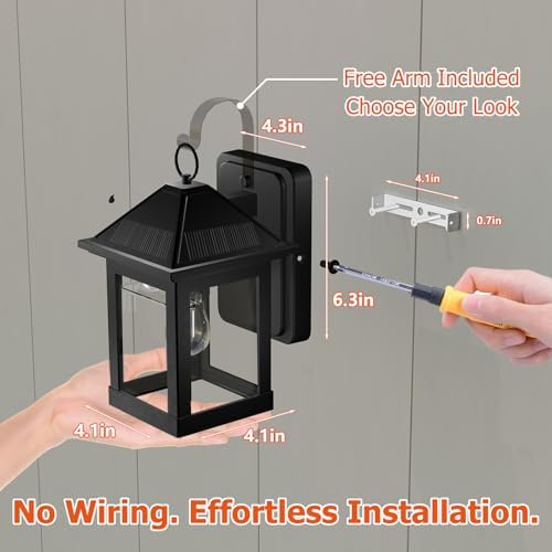 2 Pack Solar Wall Lanterns, E26 Bulbs