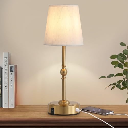 MEIXISUE Antique Brass Rechargeable LED Table Lamp